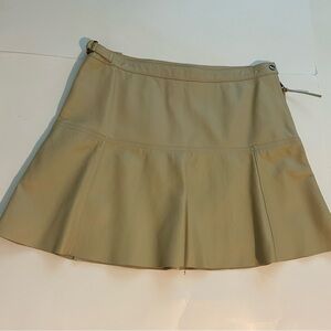 100% leather Newport News tan pleated mini skirt size 6